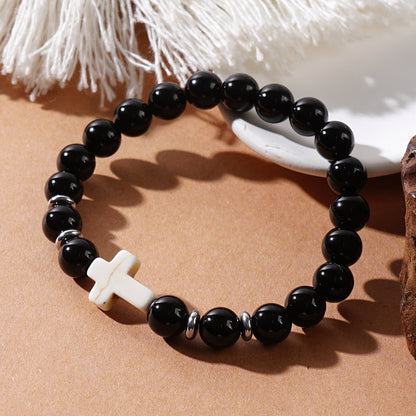 Cross Beaded Bracelets - Faith-Inspired Jewelry with Lava Rock, Turquoise, Tiger's Eye & More | Stylish & Spiritual Handcrafted Accessories