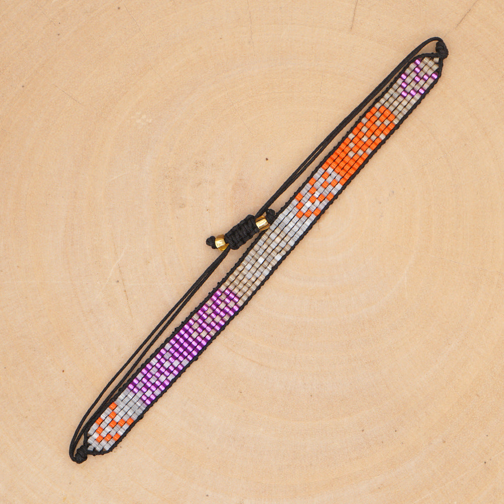 colorful heart boho friendship bracelets — handmade woven seed bead bracelet, adjustable, gift-ready