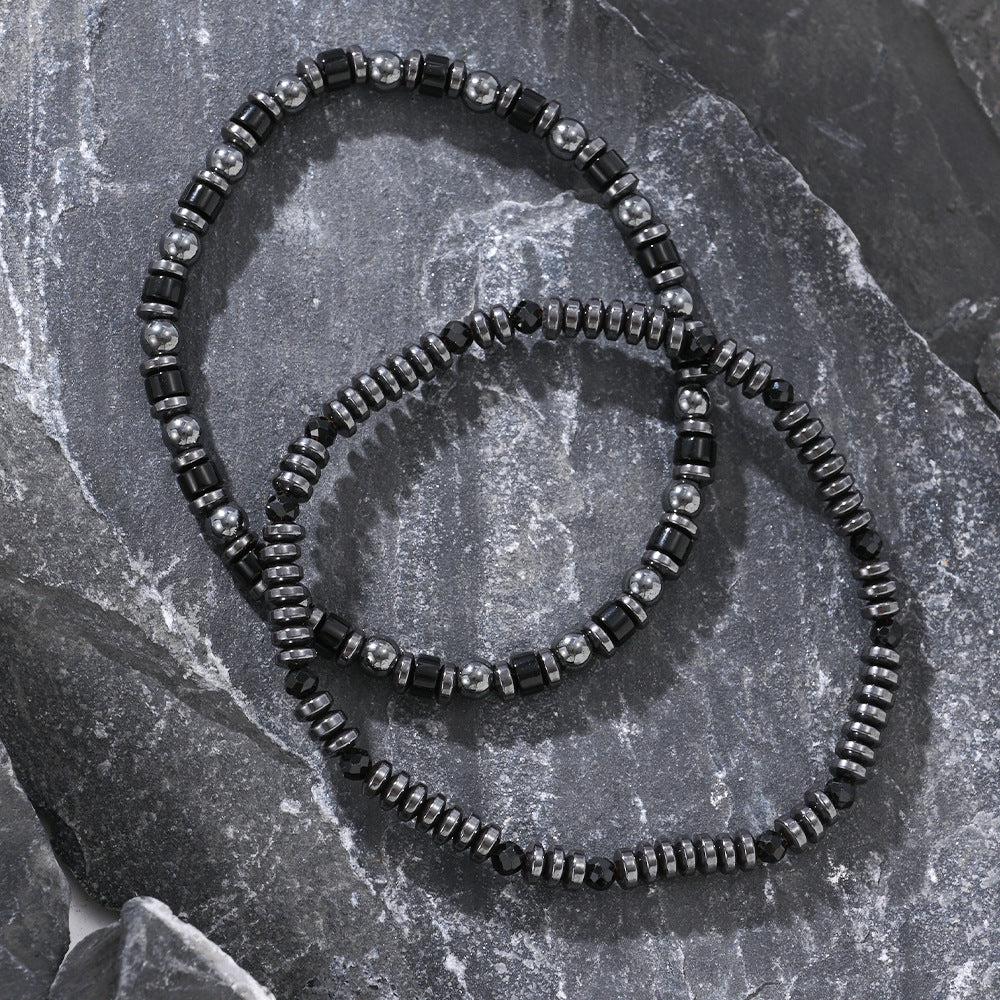 hematite beaded bracelet - stylish black beads for men | unique and trendy gift for him | fashionable and durable