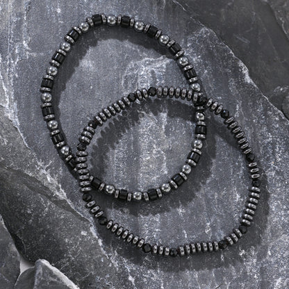 Hematite Beaded Bracelet - Stylish Black Beads for Men | Unique and Trendy Gift for Him | Fashionable and Durable