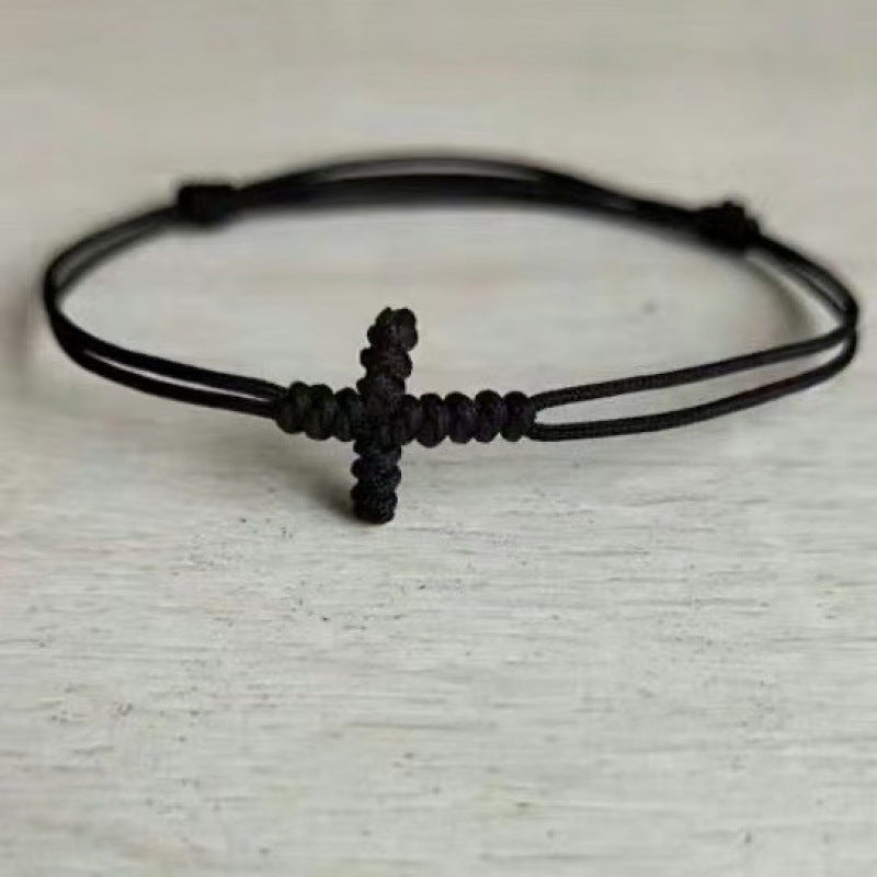 handmade cross string bracelet for women men braided rope christian cross bracelet religious faith jewelry lucky protection amulet wristband adjustable cord gift set