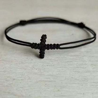 Handmade Cross String Bracelet for Women Men Braided Rope Christian Cross Bracelet Religious Faith Jewelry Lucky Protection Amulet Wristband Adjustable Cord Gift Set