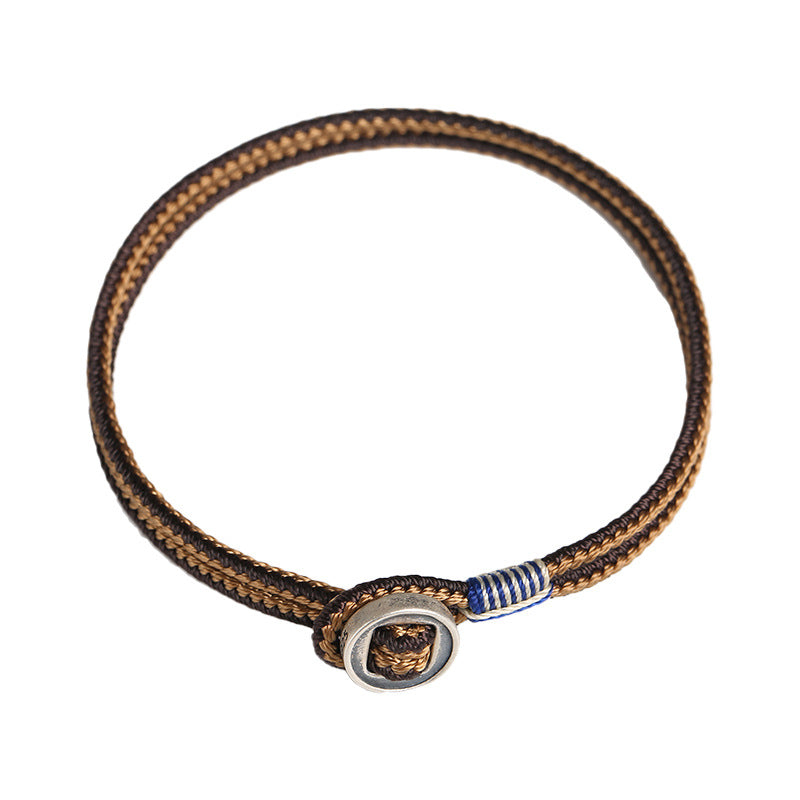handmade woven bracelet for men – 925 silver button, star wars inspired, adjustable couple gift