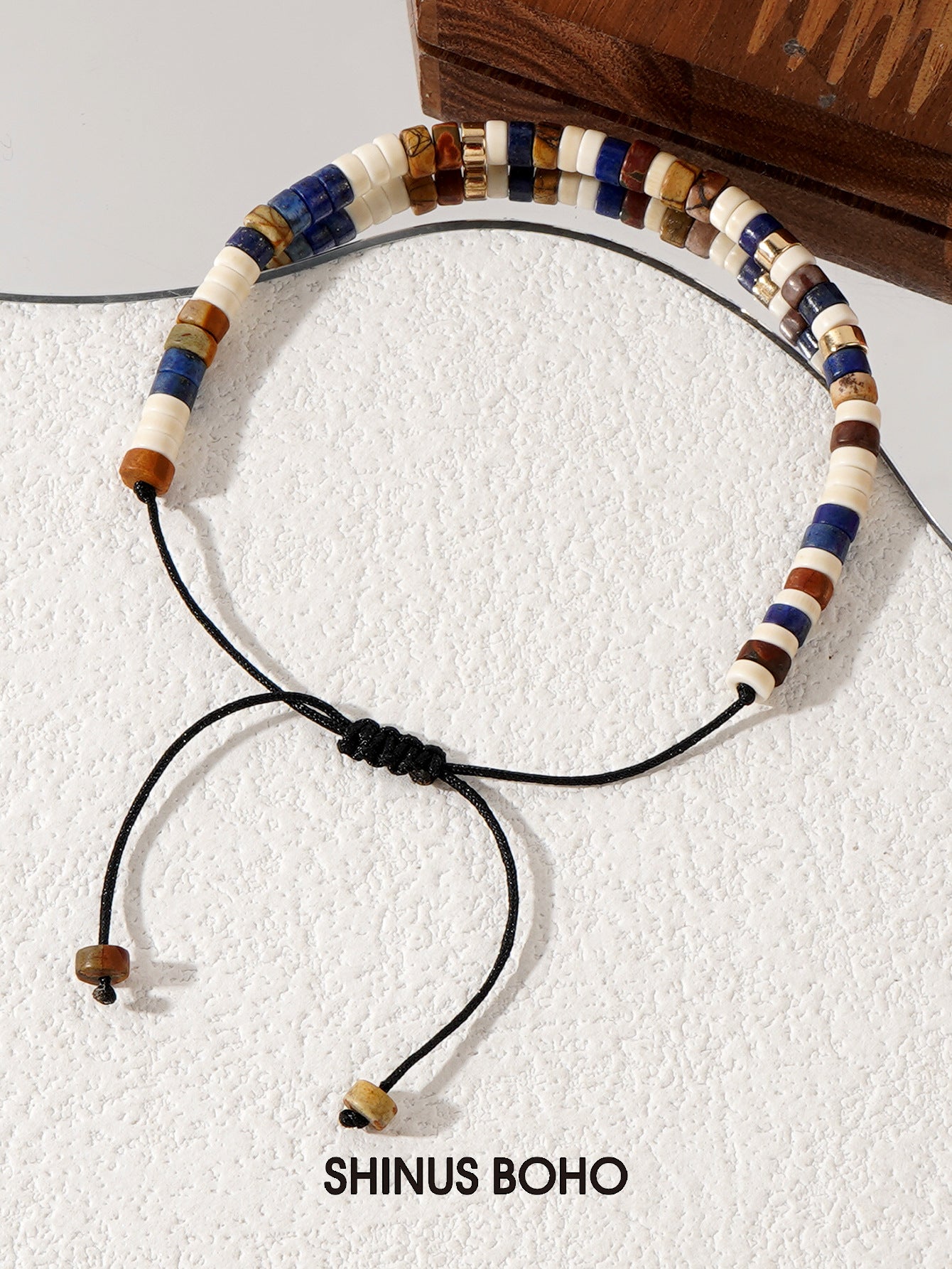 Natural Stone Boho Men Bracelet – Adjustable Unisex Woven Beaded Bracelet - STAR8S