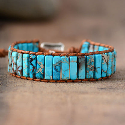 Shoushan Stone Braided Bracelet – Handmade Imperial Jasper Bohemian Leather Wristband for Women and Men - STAR8S