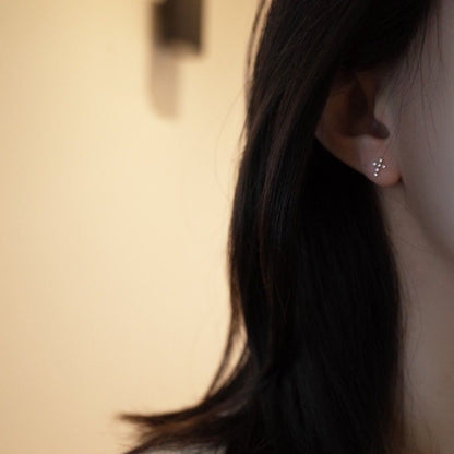 925 Sterling Silver 18K Gold Plated Sparkling Cross Stud Earrings - Zircon Mini Studs - STAR8S