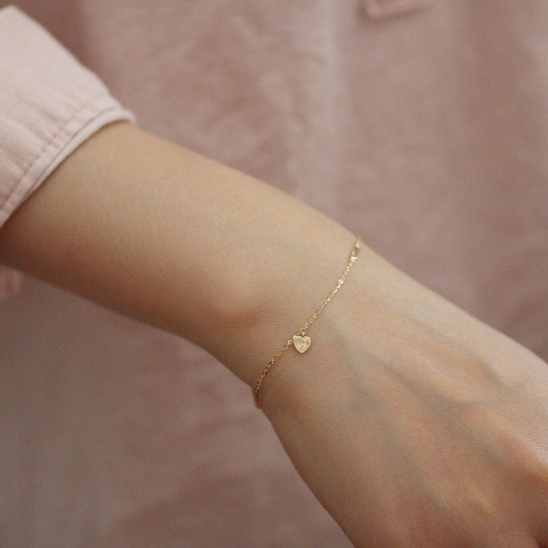 925 sterling silver 14k gold plated heart pin bracelet - elegant minimalist design