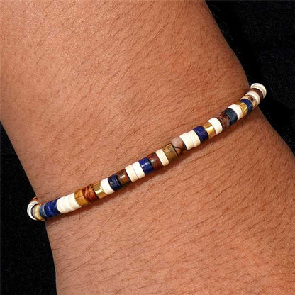 Natural Stone Boho Men Bracelet – Adjustable Unisex Woven Beaded Bracelet - STAR8S