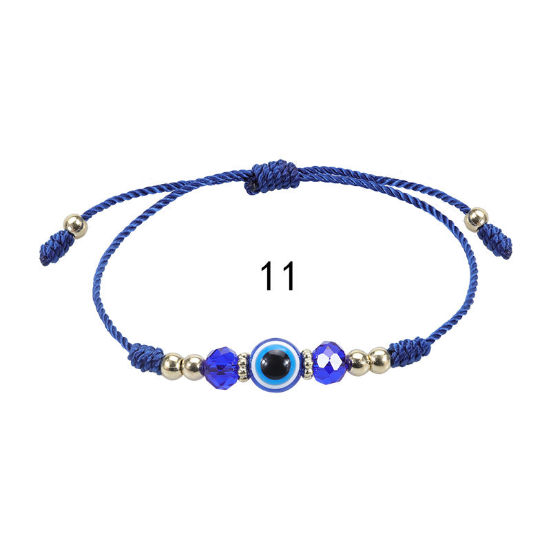 evil eye bracelet - adjustable crystal bead woven bracelet for boys & girls | lucky protection charm bracelet - star8s