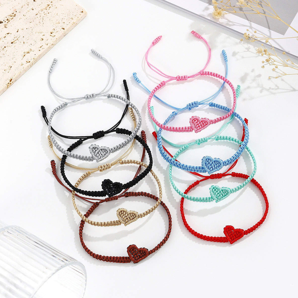 handcrafted braided couple bracelet - heart friendship gift for him & her - perfect valentine's day gift - star8s