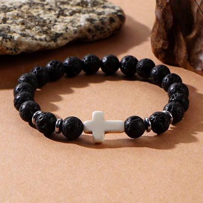 Cross Beaded Bracelets - Faith-Inspired Jewelry with Lava Rock, Turquoise, Tiger's Eye & More | Stylish & Spiritual Handcrafted Accessories