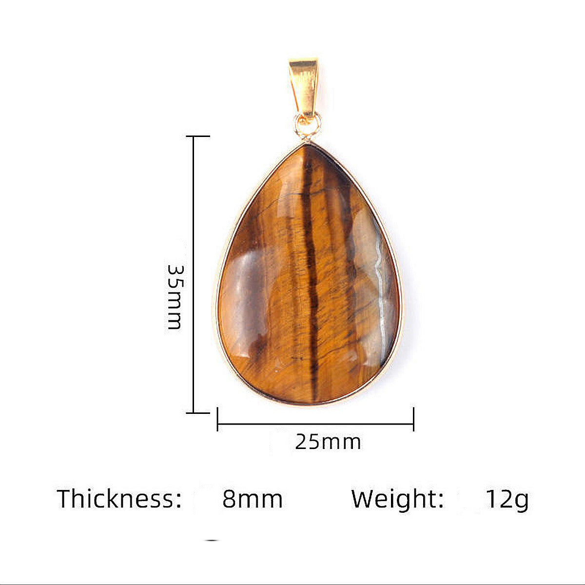 Natural Crystal Stone Teardrop Pendant Necklace – Amethyst, Tiger Eye, Labradorite, Redstone, White Turquoise, Green Aventurine - STAR8S