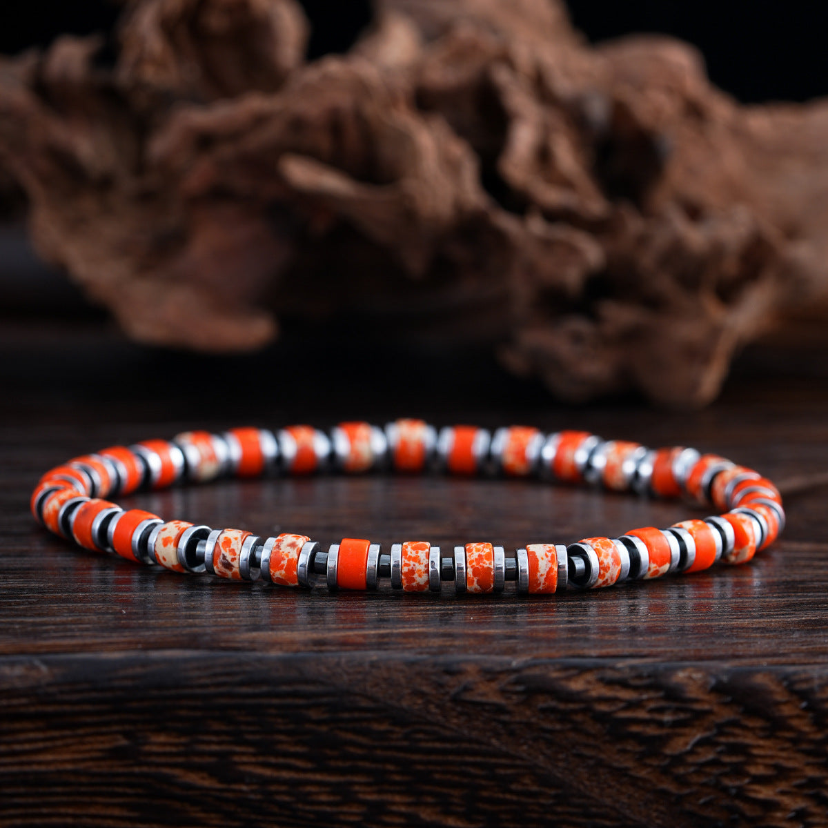 boho color-block natural stone bracelet – men’s imperial stone stretch boho bracelet - star8s