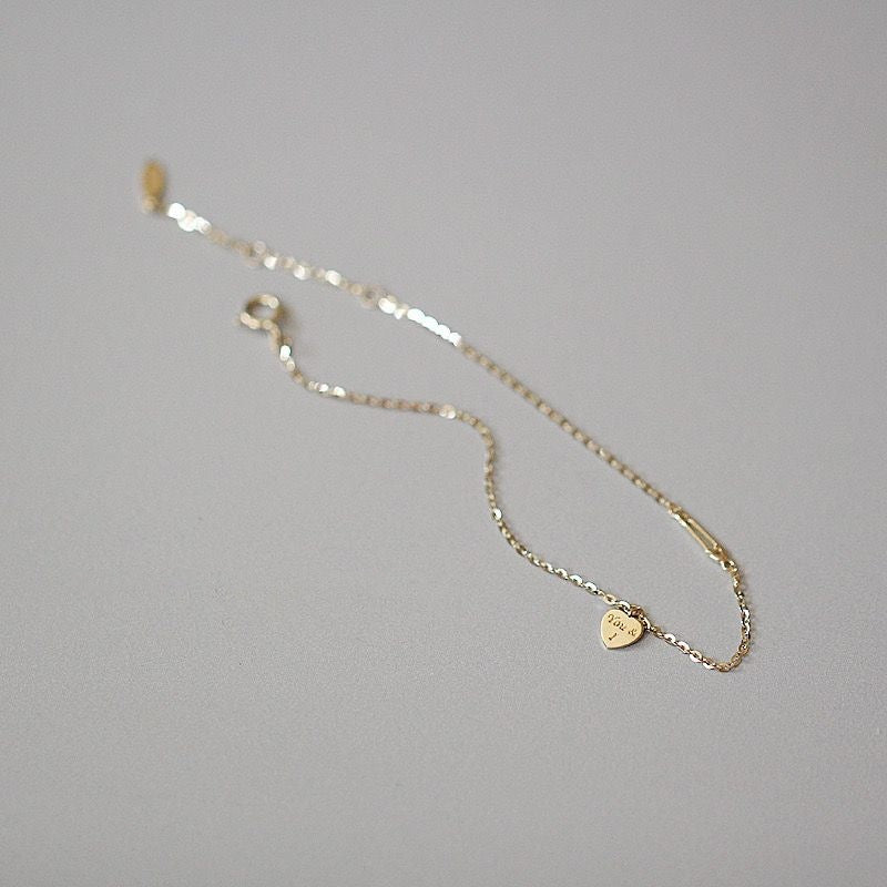 925 sterling silver 14k gold plated heart pin bracelet - elegant minimalist design