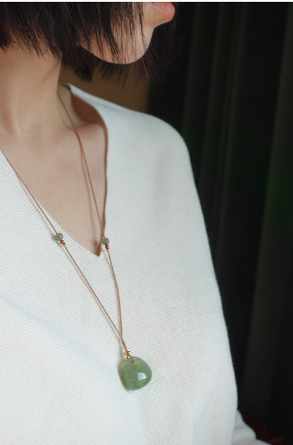 Natural Hetian Jade Green Pendant - Green Jade Lock Pendant for Bags Lucky & Minimalist