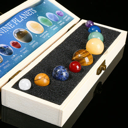 Crystal Ball Solar System Nine Planets Set – Decorative Mineral Specimen Planetary Sculpture - STAR8S