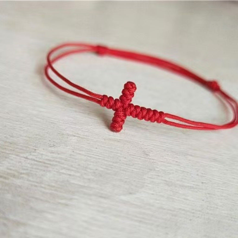 handmade cross string bracelet for women men braided rope christian cross bracelet religious faith jewelry lucky protection amulet wristband adjustable cord gift set