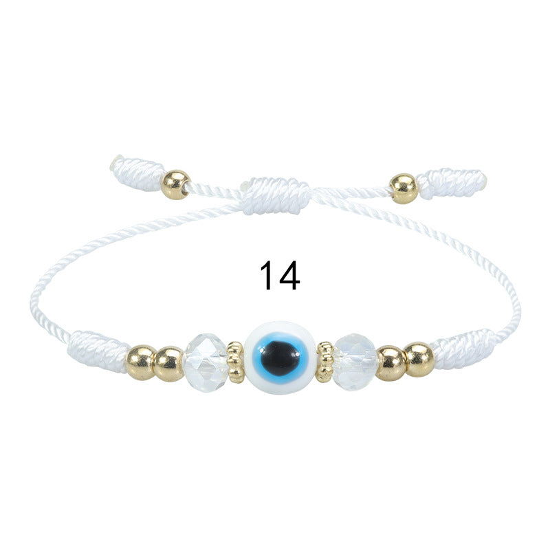 evil eye bracelet - adjustable crystal bead woven bracelet for boys & girls | lucky protection charm bracelet - star8s