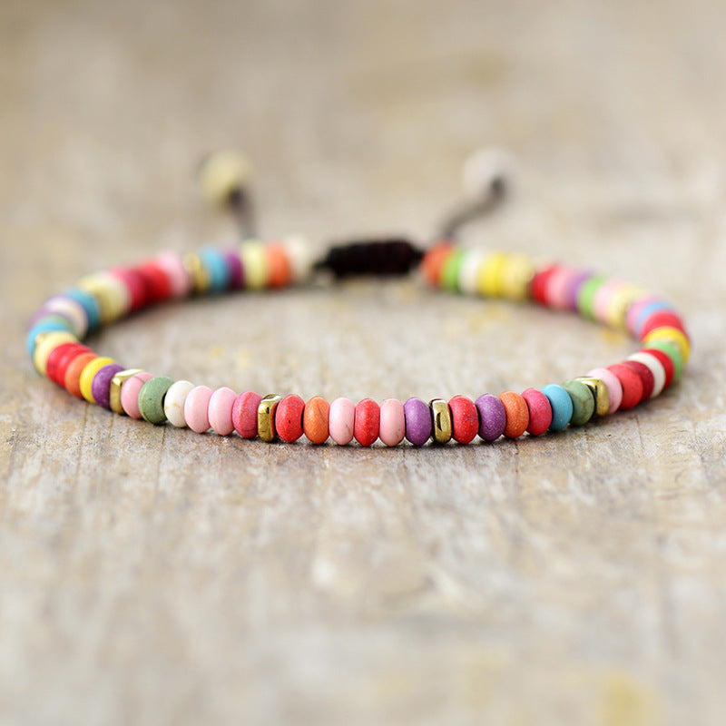 stone adjustable braided bracelet - stylish unisex turquoise, malachite, and white turquoise handcrafted jewelry - star8s