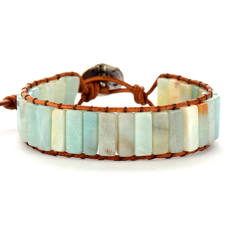 imperial jaspor wrap bracelet handmade braided leather beaded bohemian bracelet - star8s