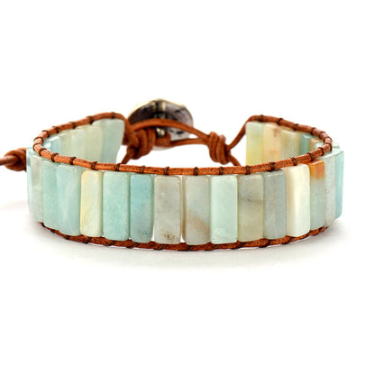 Imperial Jaspor Wrap Bracelet Handmade Braided Leather Beaded Bohemian Bracelet - STAR8S