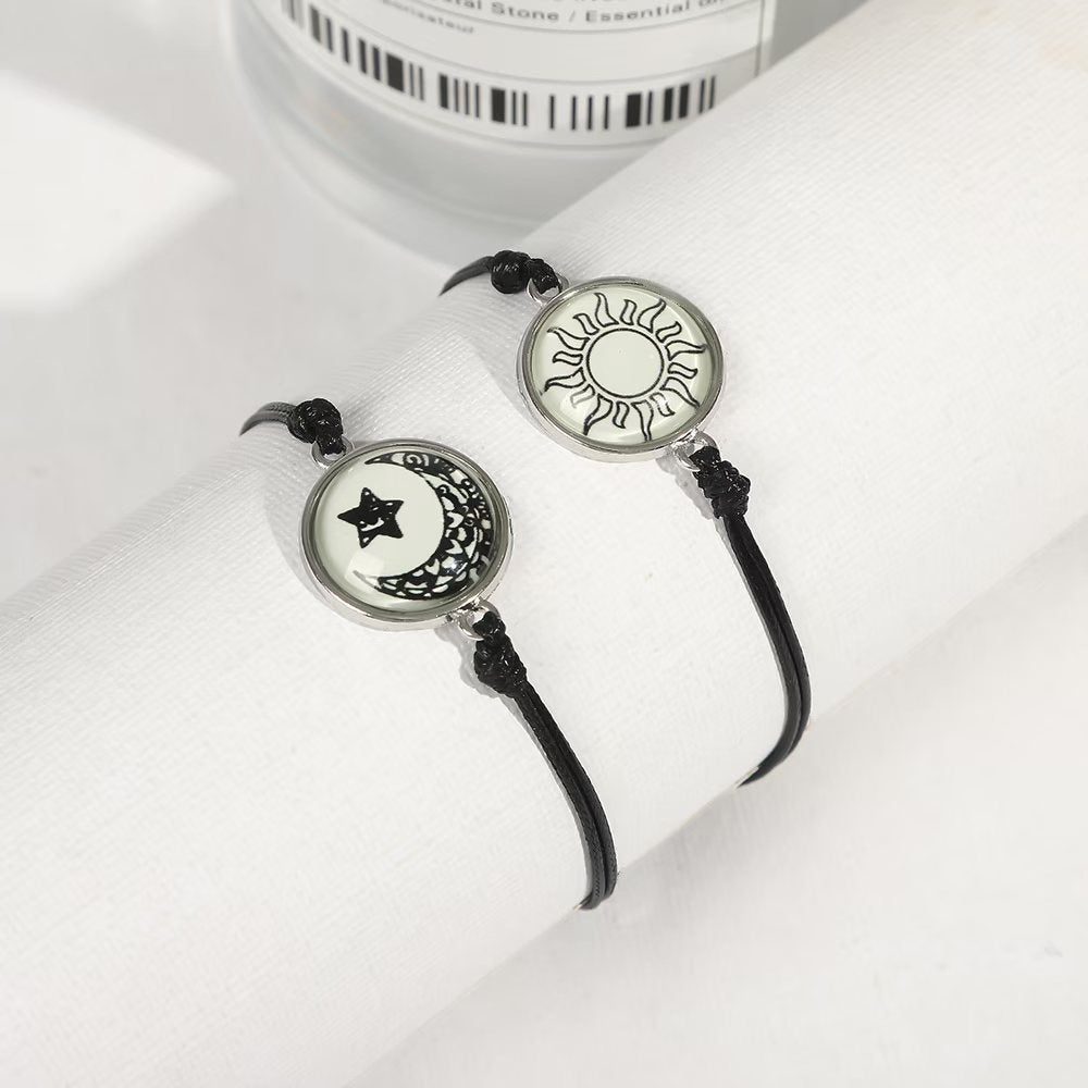 luminous couple bracelets - fashion yin-yang handcrafted corded bracelets, perfect valentine’s day gift - star8s