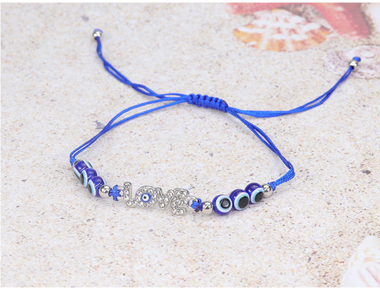 Evil Eye Bracelet with Blue Eye Fish Beads - Adjustable Protective Charm Bracelet - STAR8S