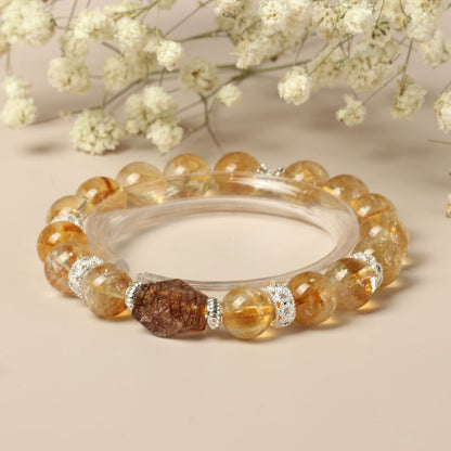 Natural Citrine Crystal Bracelet for Women – Luxury Irregular Super Seven Yellow Crystal Jewelry Gift - STAR8S