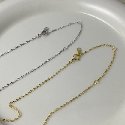 925 Sterling Silver 14K Gold Plated Heart Necklace with Zircon Diamond Pendants