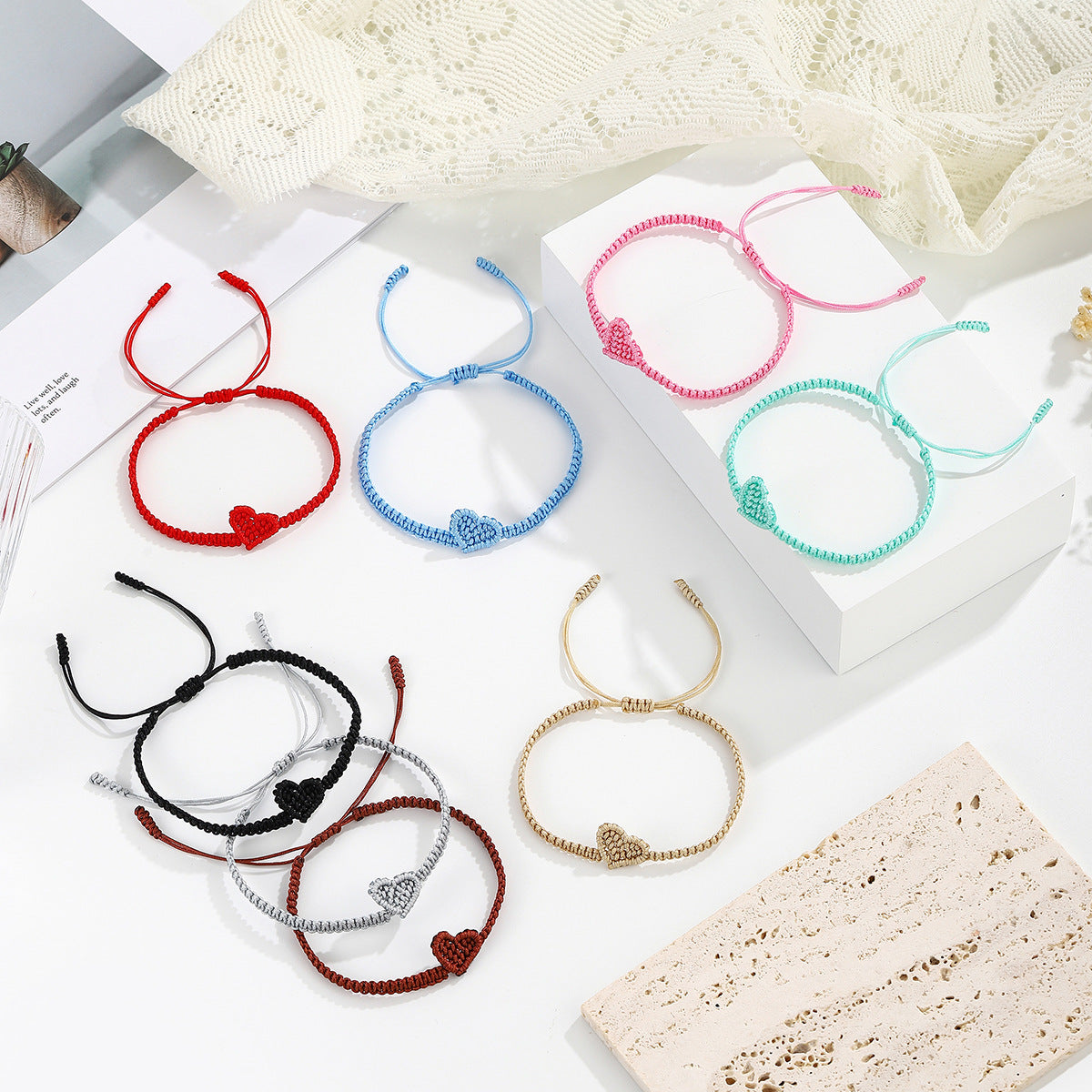 handcrafted braided couple bracelet - heart friendship gift for him & her - perfect valentine's day gift - star8s