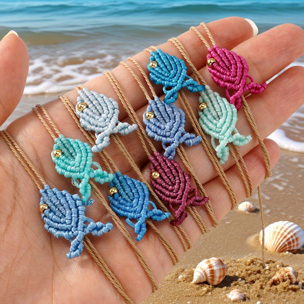 vibrant hand-woven fish cord bracelet set adjustable sliding knot waterproof nautical wristband lightweight summer surf aesthetic beach jewelry gift for best friends