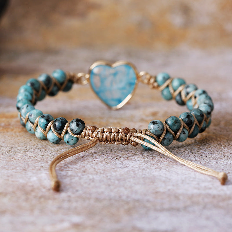 Natural Stone Braided Heart Adjustable Bracelet for Men | Tiger Eye Handmade Bracelet - STAR8S