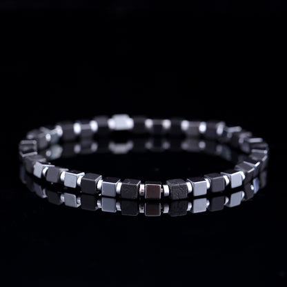 Men Energy Bracelet – Black Gallstone, Hematite, and Terahertz Stones for Wellness & Style - STAR8S