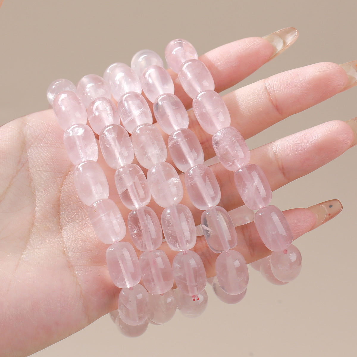 Pink Beaded Crystal Bracelet – Natural High Ice Starry Madagascar Rose Quartz Bracelet - STAR8S