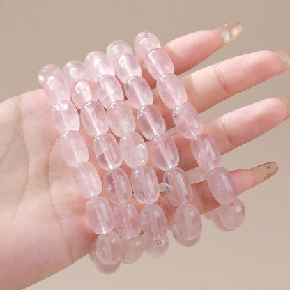 Pink Beaded Crystal Bracelet – Natural High Ice Starry Madagascar Rose Quartz Bracelet - STAR8S