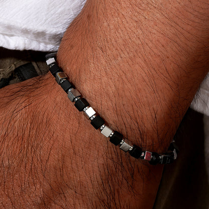Men Black Gallstone Beaded Bracelet – Powerful Energy Stones - STAR8S