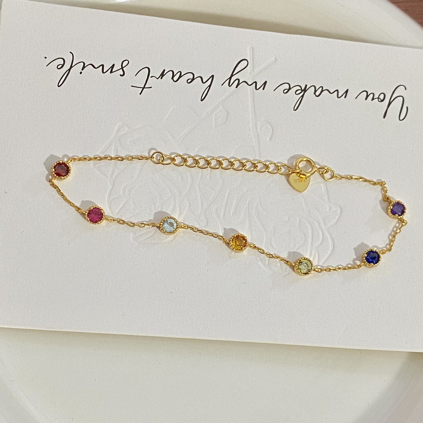 rainbow zircon bracelet | 925 sterling silver with 18k gold plating | elegant & colorful jewelry for women - star8s