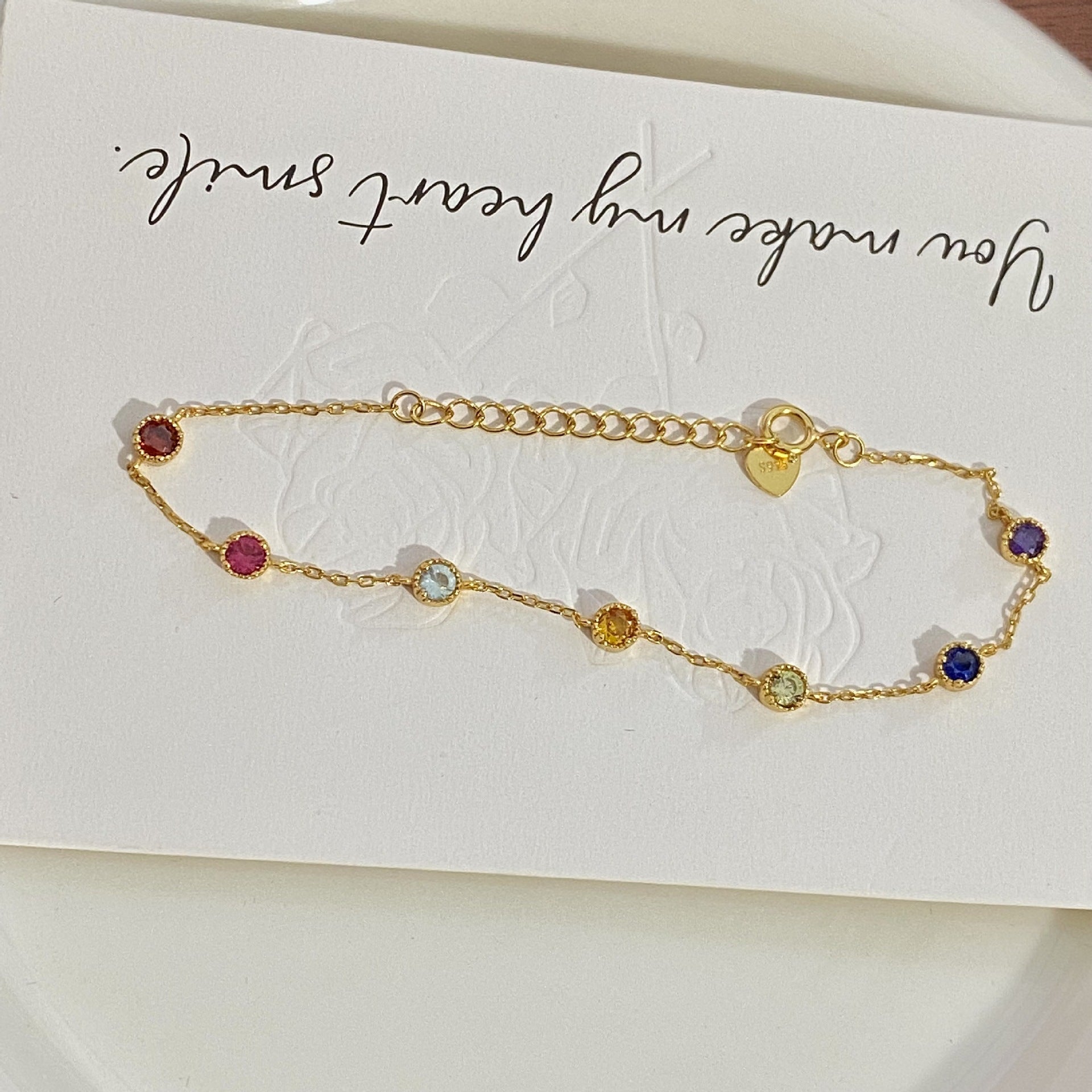 Rainbow Zircon Bracelet | 925 Sterling Silver with 18K Gold Plating | Elegant & Colorful Jewelry for Women - STAR8S