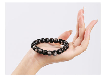 Obsidian Beaded Bracelet - Fashionable Unisex Cylinder Shape Gift Bracelet - STAR8S