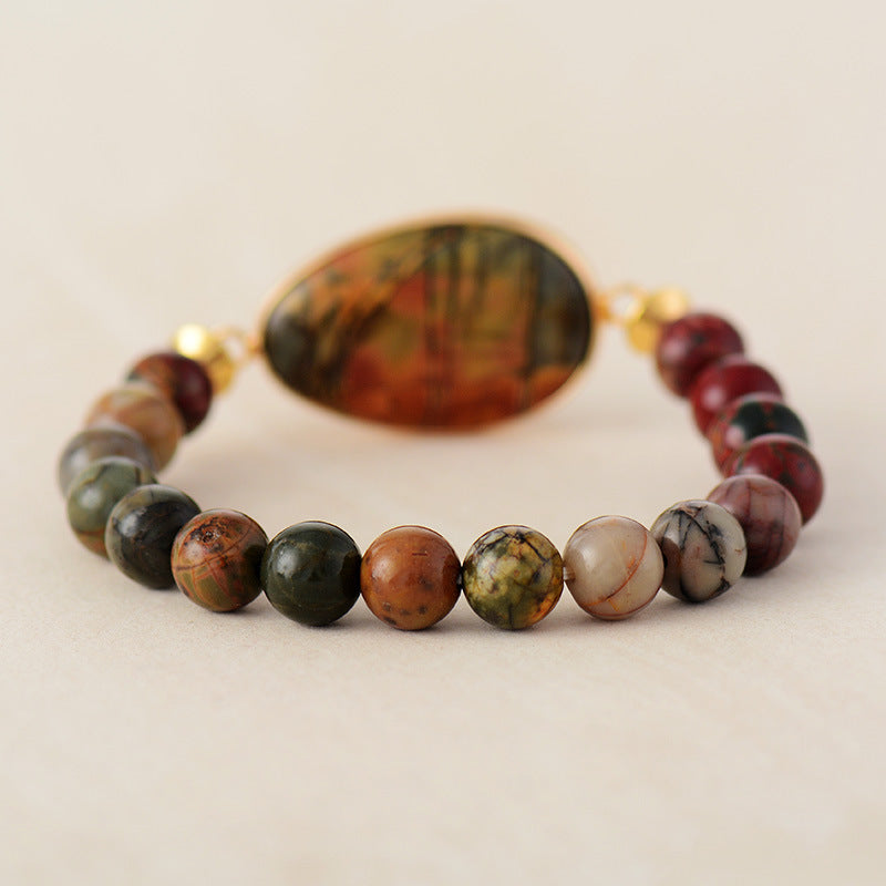 classic 7-color imperial jasper beaded bracelet — handmade stretch wristband - star8s