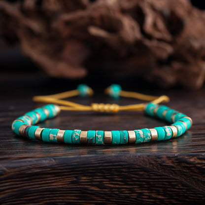 Adjustable Men's Bracelet - Natural Stone 4mm Beads with Turquoise & Tiger's Eye | Stylish & Durable Handmade Friendship Bracelets