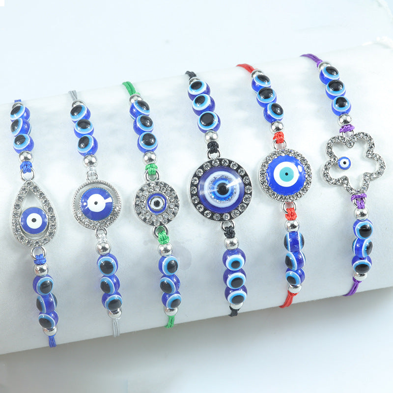 blue evil eye bracelet – handcrafted protective bracelet with nazar & lucky charm - star8s