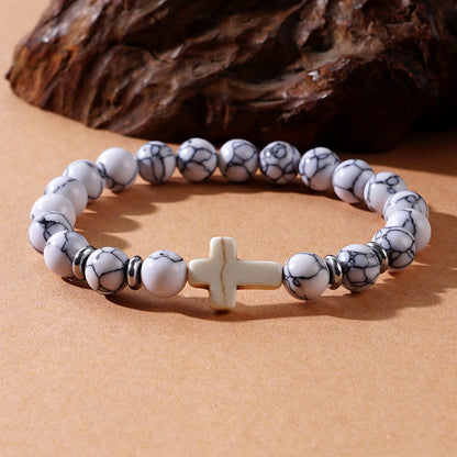 Cross Beaded Bracelets - Faith-Inspired Jewelry with Lava Rock, Turquoise, Tiger's Eye & More | Stylish & Spiritual Handcrafted Accessories