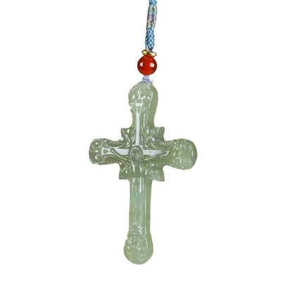 Natural Hetian Jade Cross Necklace - Men & Women, Green Jade Pendant Gift