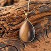 Natural Crystal Stone Teardrop Pendant Necklace – Amethyst, Tiger Eye, Labradorite, Redstone, White Turquoise, Green Aventurine