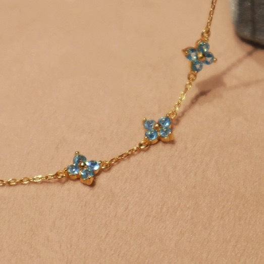 blue 925 sterling silver 18k gold plated clover flower bracelet – romantic and elegant design