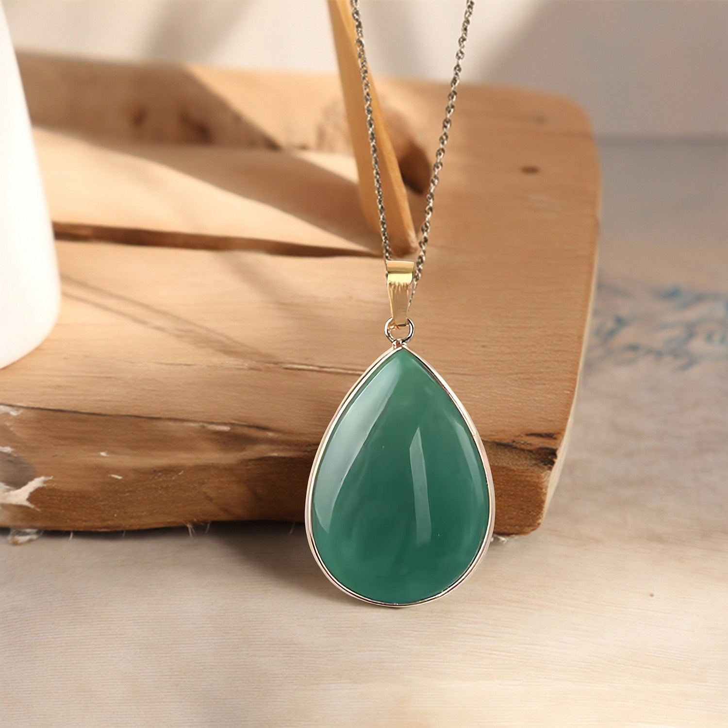 Natural Crystal Stone Teardrop Pendant Necklace – Amethyst, Tiger Eye, Labradorite, Redstone, White Turquoise, Green Aventurine - STAR8S