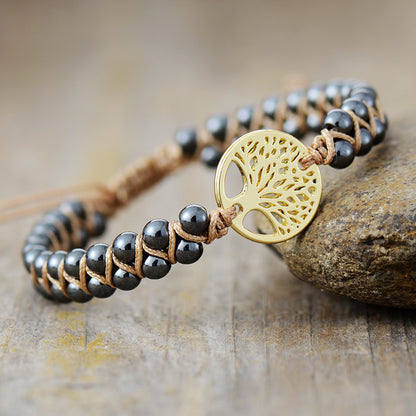 Tree of Life Braided Bracelet - Natural African Pine Stone Friendship Yoga Gift - STAR8S