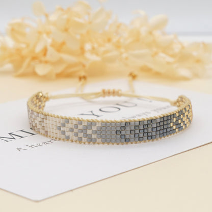 Colorful Heart Boho Friendship Bracelets — Handmade Woven Seed Bead Bracelet, Adjustable, Gift-Ready