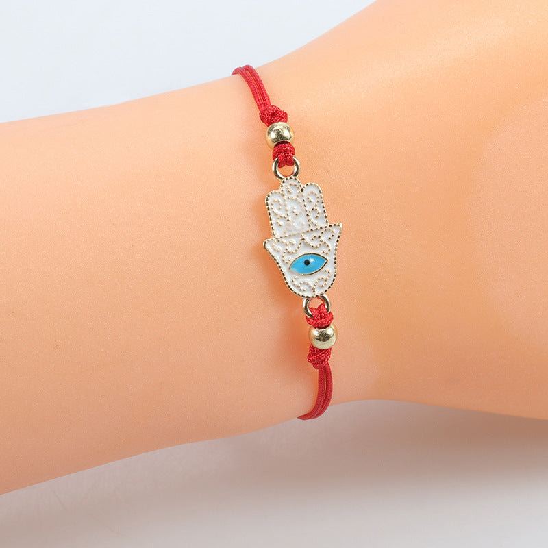evil eye hamsa hand bracelet - simple adjustable charm for protection & good luck - star8s